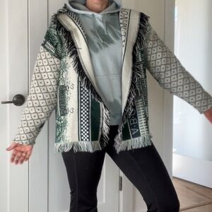 Tapestry blanket cardigan